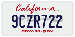9CZR722  license plate in CA