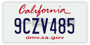 9CZV485  license plate in CA