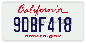 9DBF418  license plate in CA