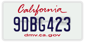 9DBG423  license plate in CA