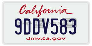 9DDV583 license plate in California
