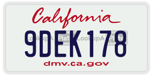 9DEK178 license plate in California