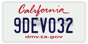 9DEV032  license plate in CA
