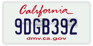 9DGB392  license plate in CA