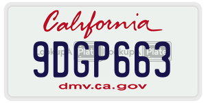 9DGP663 license plate in California