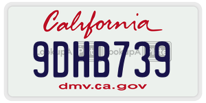 9DHB739 license plate in California