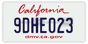 9DHE023 license plate in California
