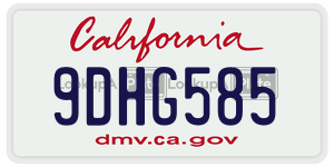 9DHG585  license plate in CA