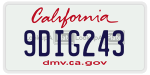 9DIG243 license plate in California