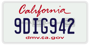 9DIG942 license plate in California