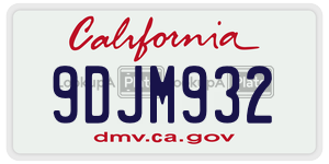 9DJM932 license plate in California