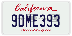 9DME393 license plate in California