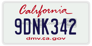 9DNK342 license plate in California