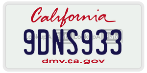9DNS933 license plate in California