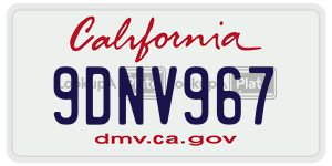 9DNV967 license plate in California