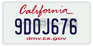 9DOJ676 license plate in California
