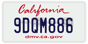 9DQM886 license plate in California