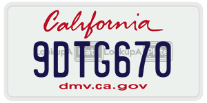 9DTG670 license plate in California