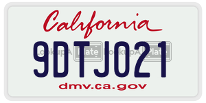 9DTJ021  license plate in CA