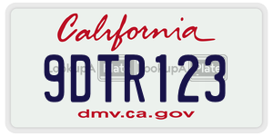 9DTR123 license plate in California