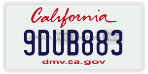 9DUB883  license plate in CA