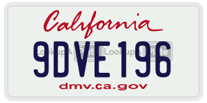 9DVE196 license plate in California