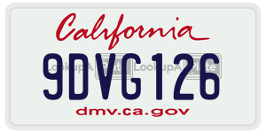 9DVG126 license plate in California