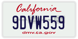 9DVW559  license plate in CA