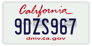 9DZS967 license plate in California