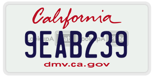 9EAB239 license plate in California