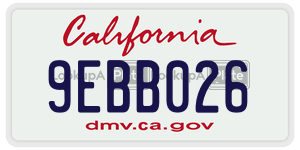 9EBB026 license plate in California