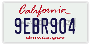 9EBR904 license plate in California