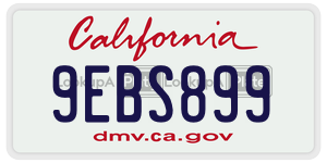 9EBS899 license plate in California