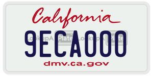 9ECA000 license plate in California
