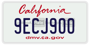 9ECJ900  license plate in CA