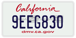 9EEG830 license plate in California