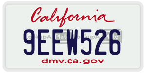 9EEW526 license plate in California