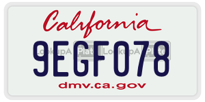 9EGF078  license plate in CA
