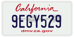 9EGY529 license plate in California