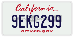 9EKG299 license plate in California
