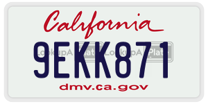 9EKK871 license plate in California