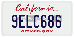9ELC686 license plate in California