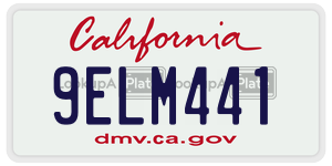 9ELM441 license plate in California
