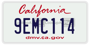 9EMC114 license plate in California
