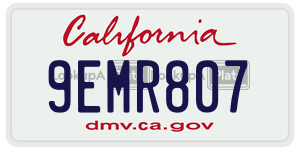 9EMR807 license plate in California
