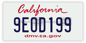 9EOD199 license plate in California