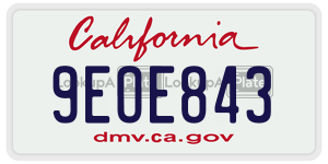 9EOE843  license plate in CA