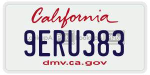 9ERU383 license plate in California