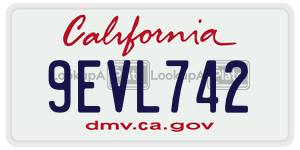 9EVL742 license plate in California