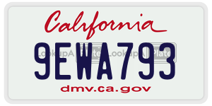 9EWA793  license plate in CA